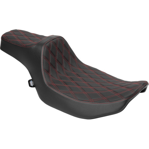 Drag Specialties Seats - Extended Reach Predator III Seat - Vinyl - Red Double Diamond Stitch - FLT/FLH '23-'25