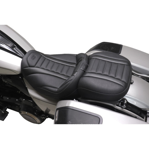Mustang #88420GM - Deluxe Passenger Seat - Wide - Gunmetal Stitch - FLT/FLH '23-'25