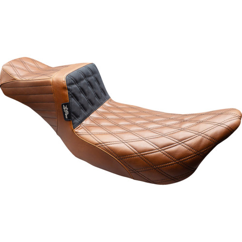 LE Pera #LK-587DLTDV01 - Tailwhip Daddy Long Legs Seat - Brown - Black Double Diamond Stitch - FLT/FLH '08-'23