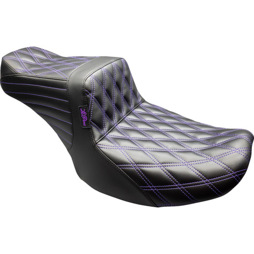 LE Pera #LV-587DD-P01 - Tailwhip Seat - Black - Double Diamond - Purple Stitch - FLT/FLH '24-'25
