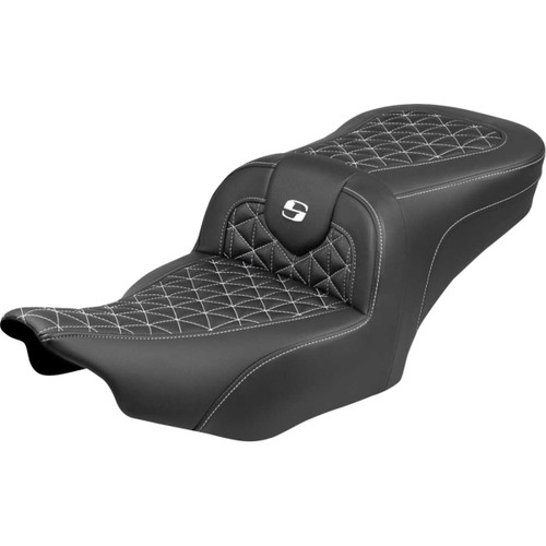 Saddlemen #823-07-21006 - Roadsofa™ Seat - without Backrest - White Stitch - FLH/FLT '23-'25