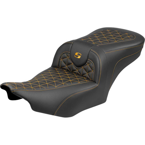 Saddlemen #823-07-21007 - Roadsofa™ Seat - without Backrest - Gold Stitch - FLH/FLT '23-'25