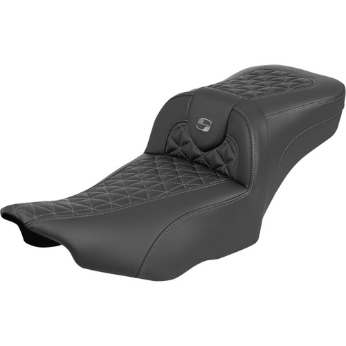 Saddlemen #823-07-21102 - Roadsofa™ Extended Reach Seat - without Backrest - Tri-Gripper Gray Stitch - FLH/FLT '23-'25