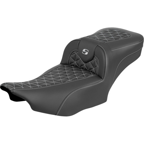 Saddlemen #823-07-21105 - Roadsofa™ Extended Reach Seat - without Backrest - Silver Stitch - FLH/FLT '23-'25