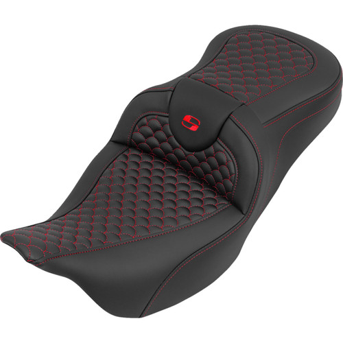 Saddlemen #808-07B-20804 - Roadsofa™ Seat - without Backrest - Dragon Stitch - Red Stitch - FLH/FLT '08-'25
