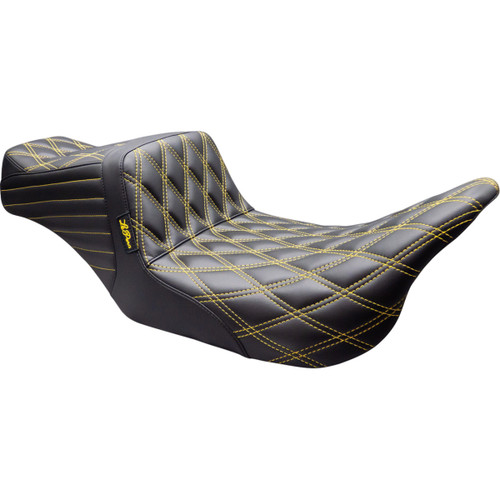 LE Pera #LK-587DD-GD02 - Tailwhip Seat - Double Diamond - Gold Stitch - FLT/FLH '08-'24