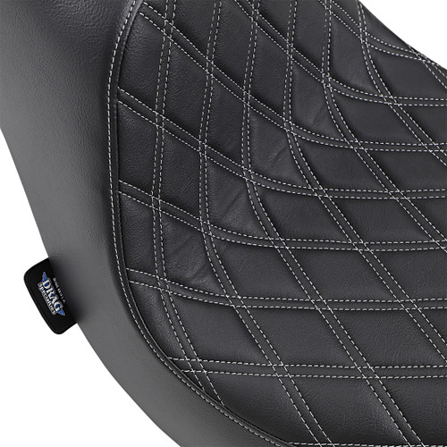 Drag Specialties Seats - Predator III Seat - Double Diamond - Silver Stitching - FLFB/S '18-'25