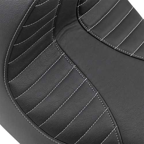 Drag Specialties Seats - EZ-Solo Seat - Scorpion Stitch - Silver Thread - Vinyl - FXBR/S '18-'20