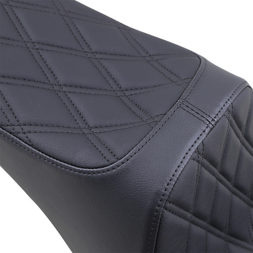 Drag Specialties Seats - Predator III 2-Up Seat - Vinyl - Double Diamond - Black Stitching - Softail '06-'17
