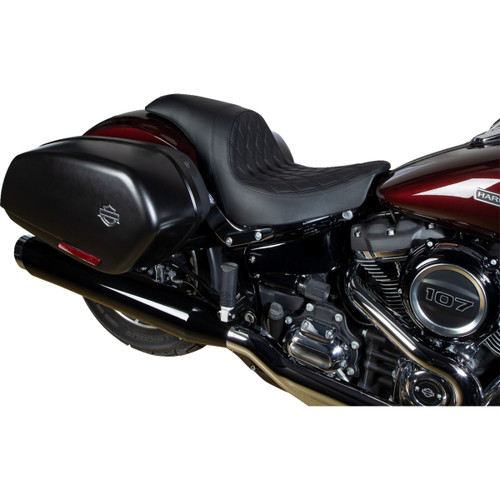 Drag Specialties Seats - Predator Seat - Double Diamond w/ Black Sitching - Vinyl - FLSB/FXLR '18-'23