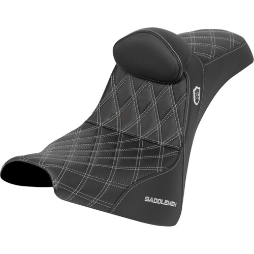 Saddlemen #SC81830DB5 - Pro Series SDC Performance Seat - w/ Backrest - Silver Stitch - Gripper - FXBB/FXST '18-'25