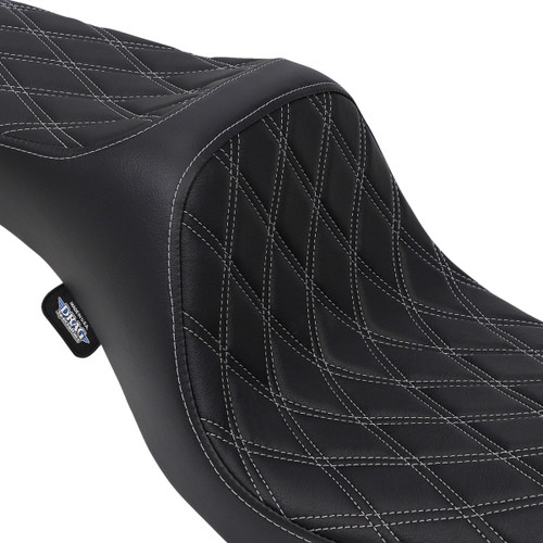 Drag Specialties Seats - Predator III Seat - Double Diamond - Silver Stitching - FXD/FLD '06-'17