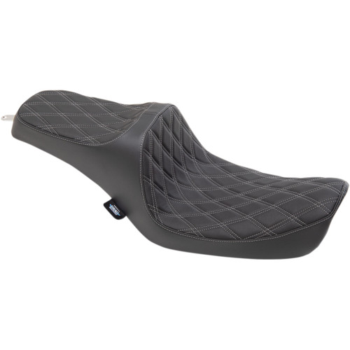 Drag Specialties Seats - Predator III Seat - Double Diamond - Silver Stitching - FXD '96-'03