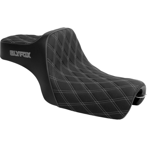 Slyfox #4709D-SlyFox - High Noon Seat - Double Diamond - Silver Logo - Silver Stitch - XL '04-'22