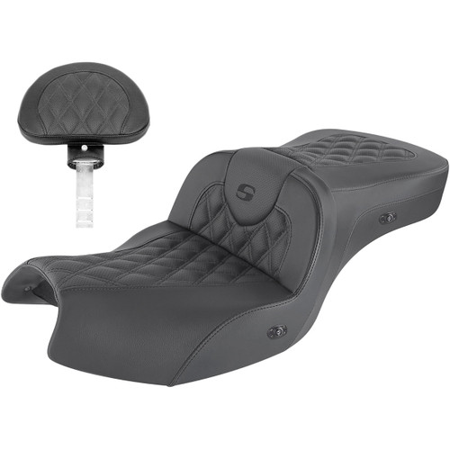 Saddlemen #I20-06-182BRHCT - Heated Roadsofa™ Seat - Lattice Stitch - w/ Backrest - GL
