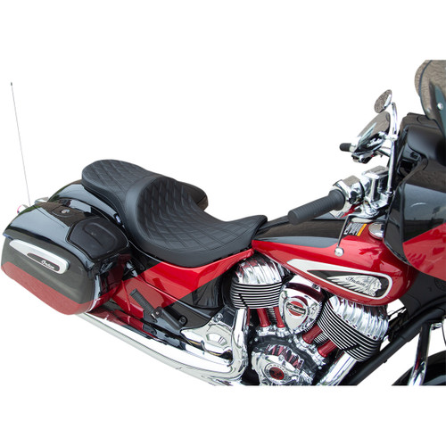 Drag Specialties Seats - Low Profile Touring Seat - Double Diamond w/ Black Stitching - Indian '14-'22
