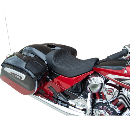 Drag Specialties Seats - Solo Seat - Double Diamond - Black Stitching - Indian '14-22