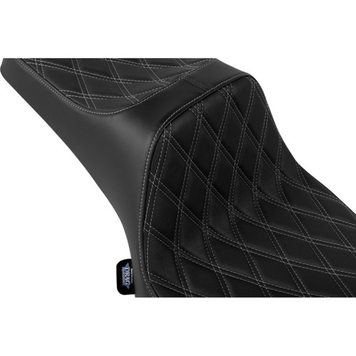 Drag Specialties Seats - Predator III 2-Up Seat - Vinyl - Double Diamond - Silver Stitch - Chieftain '25/Challenger '20-'25
