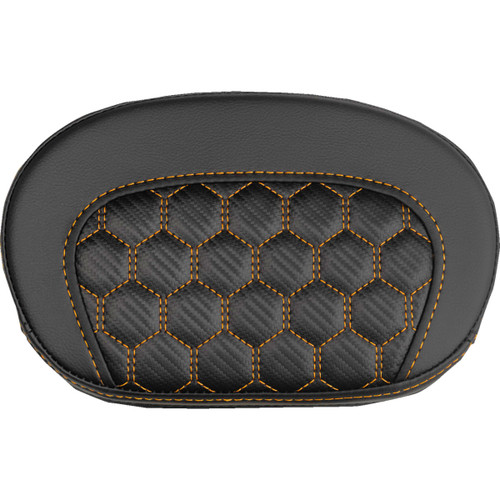 Saddlemen #061019003 - Mini Contour Sissy Bar Pad - Honeycomb - Orange Stitch