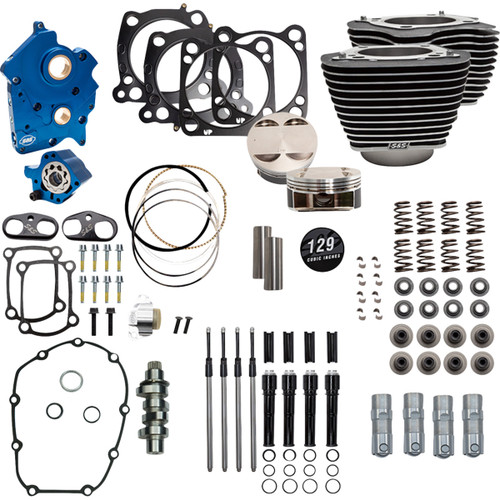 S&S Cycle #310-1225D - Power Pack - Oil Cooled - 550C - Wrinkle Black w/Highlight - Black Pushrod Tubes - 107" M8