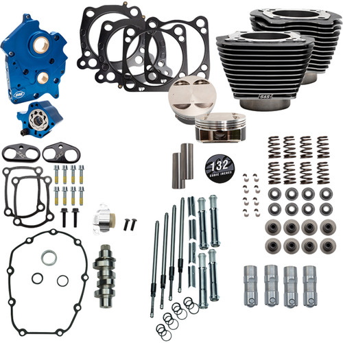 S&S Cycle #310-1235D - Power Pack - Water Cooled - 550C - Black Granite w/Highlight - Chrome Pushrod Tubes - 114"/117" M8