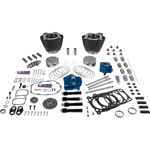 S&S Cycle #310-1398A - Power Pack - Oil Cooled - 496 Gear Drive - Wrinkle Black w/Highlight - M8