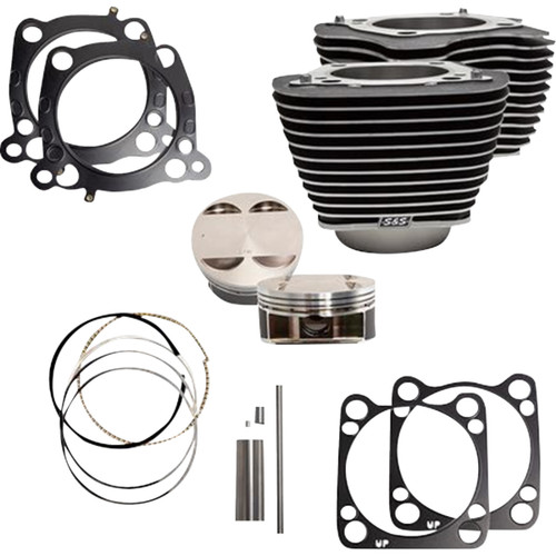 S&S Cycle #910-0625A - Cylinder Kit - 124" Big Bore - Wrinkle Black w/Highlights - 107" M8