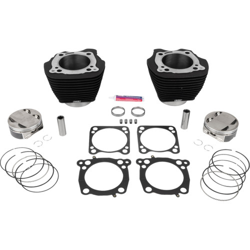 S&S Cycle #910-0849A - 136" Cylinder Kit - 4.625" Stroke - Wrinkle Black w/o Highlighted Fins - M8