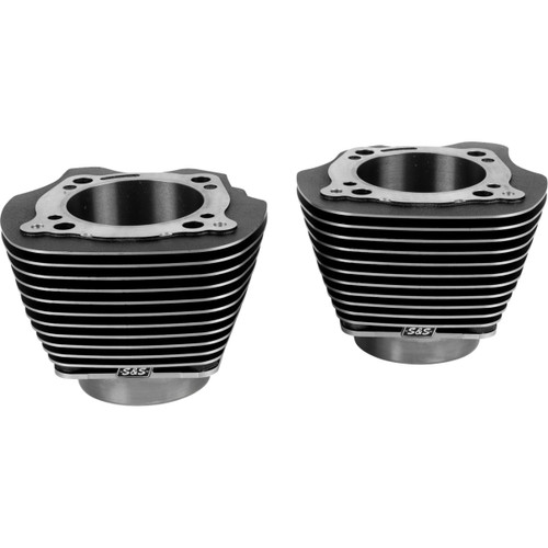 S&S Cycle #910-1007A - Cylinder Set - 4.320" Bore - Unhoned - Black Granite w/Highlighted Fins - M8