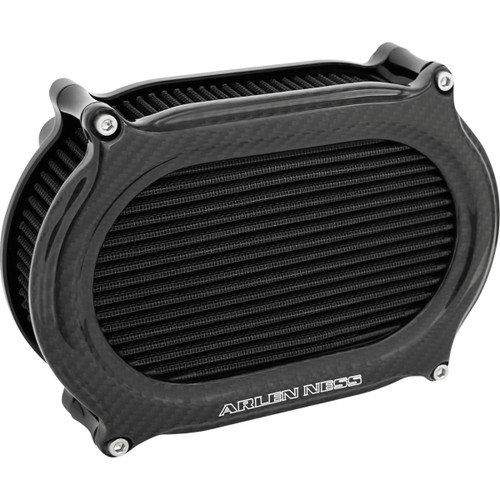 Arlen Ness #600-262 - Stage 2 Carbon Fiber Oval Performance Upgrade Air Filter Kit