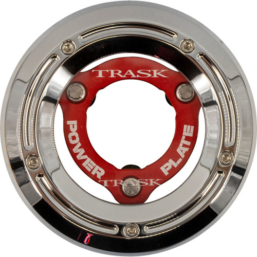 Trask #TM-0052-CH-RD - Derby Cover with Power Plate - Chrome/Red - Kit - '18-'25 Softail