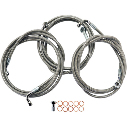 LA Choppers #LA-8052B16 - Brake Lines - 15" - 17" Ape Hanger Handlebars - Stainless Steel