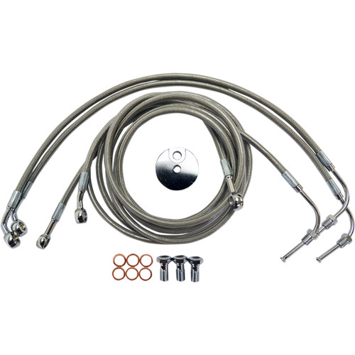 LA Choppers #LA-8050B16 - Brake Lines - 15" - 17" Ape Hanger Handlebars - Stainless Steel