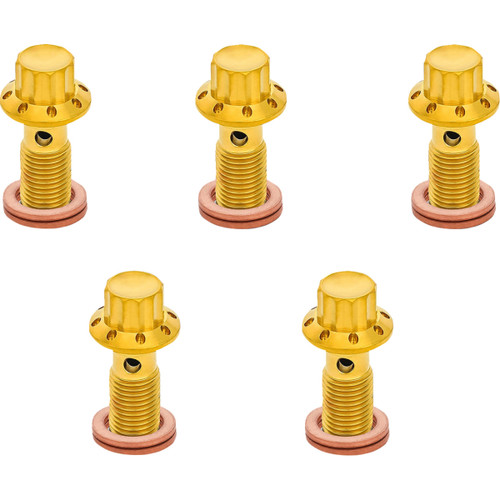Arlen Ness #300-859 - Banjo Bolt 5-Pack - M10x1.0 - Gold