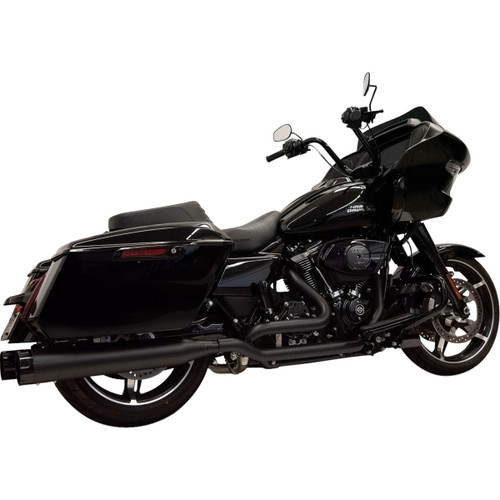 Bassani Xhaust #1F744B - 4-1/2" Straight Can Slip-On Mufflers - Black with Black End Cap - Twin Cam Touring