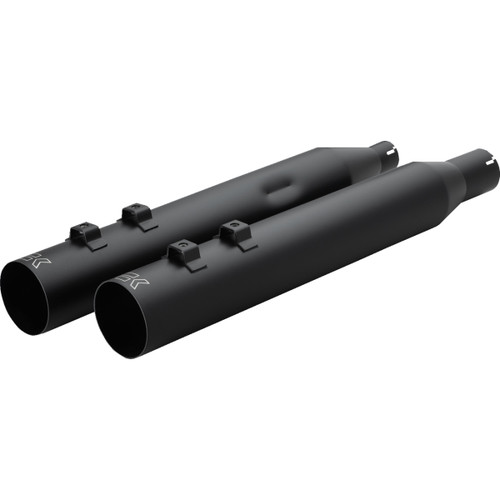 Khrome Werks #40FST-1012-BLK - HP-Plus® Slip-On Mufflers - 4" - Straight Cut with Ripper Baffle - M8 - Black