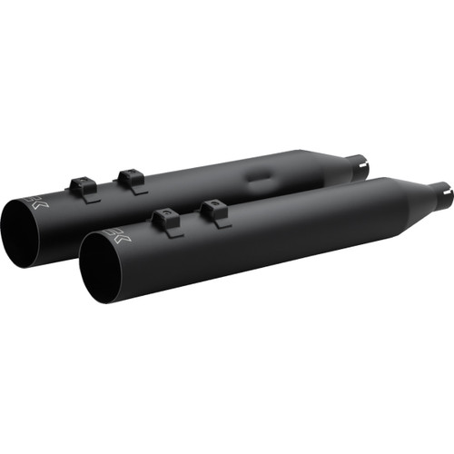 Khrome Werks #40FST-1021-BLK - HP-Plus® Slip-On Mufflers - Straight Cut - 4" - Trike/Twin Cam - Black