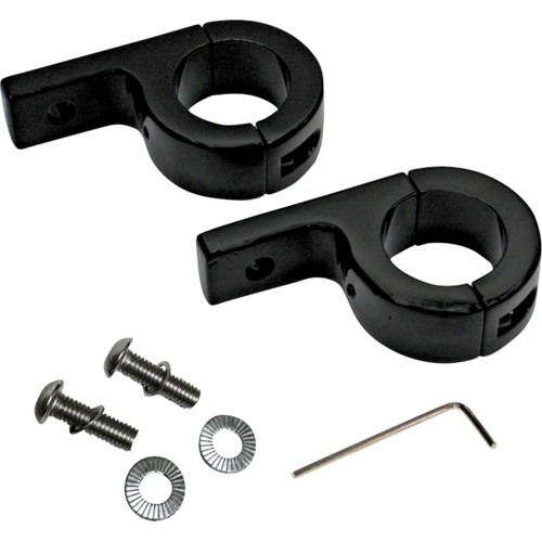 Custom Dynamics #CD-125-B - P-Clamp Mounts - Fog Light - Gloss Black - Harley-Davidson®