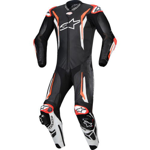 Alpinestars #3150226-1231-48 - GP Tech v5 1-Piece Leather Suit - Black/White/Red Fluo - US 38 / EU 48