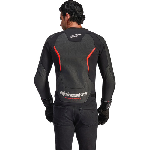 Alpinestars #3100326-1030-56 - GP Force v2 Airflow Leather Jacket - Black/Red Fluo - US 46 / EU 56