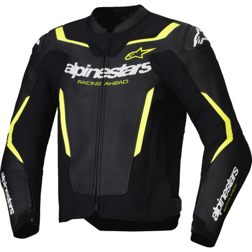 Alpinestars #3100326-155-52 - GP Force v2 Airflow Leather Jacket - Black/Yellow Fluo - US 42 / EU 52