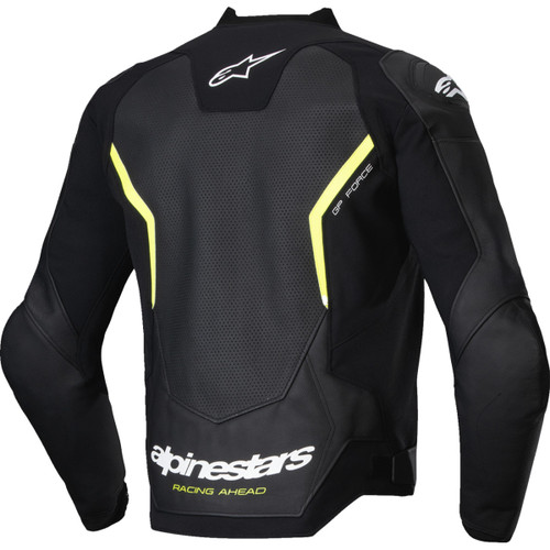 Alpinestars #3100326-155-54 - GP Force v2 Airflow Leather Jacket - Black/Yellow Fluo - US 44 / EU 54