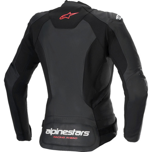 Alpinestars #3113625-1781-40 - Stella Faster v3 Leather Jacket - Black/White Fluo/Coral - US 4 / EU 40