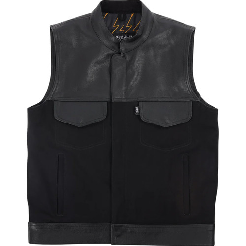 Thrashin Supply CO. #TMJ-13-12 - Kanan Leather/Denim Riding Vest - Black - 2XL