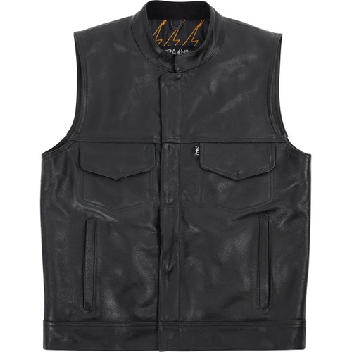 Thrashin Supply CO. #TMJ-14-12 - Mulholland Leather Riding Vest - Black - 2XL