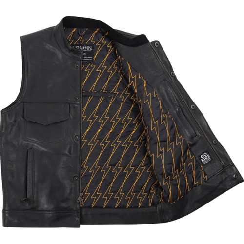 Thrashin Supply CO. #TMJ-14-13 - Mulholland Leather Riding Vest - Black - 3XL
