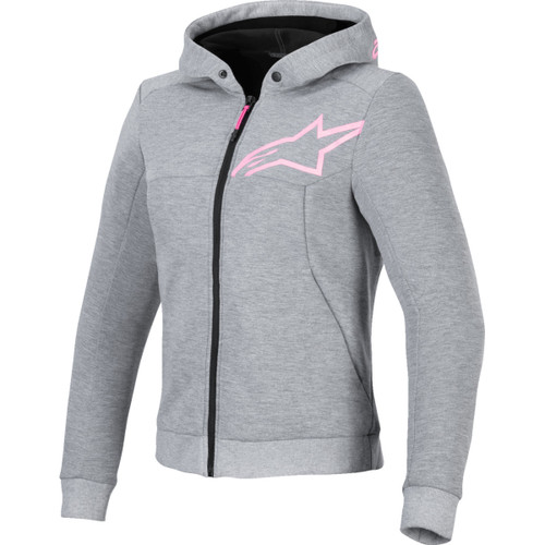 Alpinestars #4210225-9197-XL - Stella Chrome v2 Sport Hoodie - Heather Gray/Fluo Pink - XL