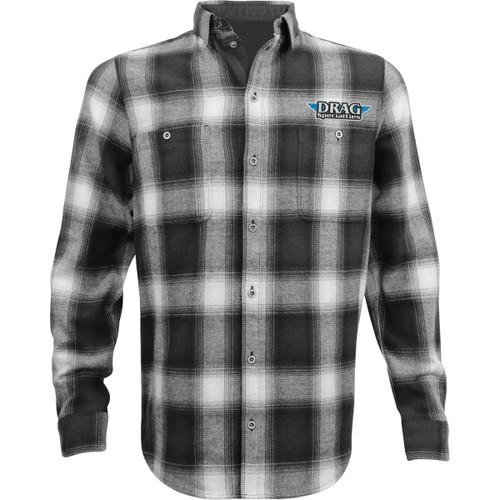 Throttle Threads #DRG33ST61GY4R - Drag Specialties Flannel 25 Shirt - Black/Gray - 4XL