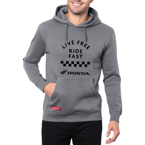Honda Apparel #LEM25S-M57-S - Honda Live Free Ride Fast Hoodie - Gray - Small