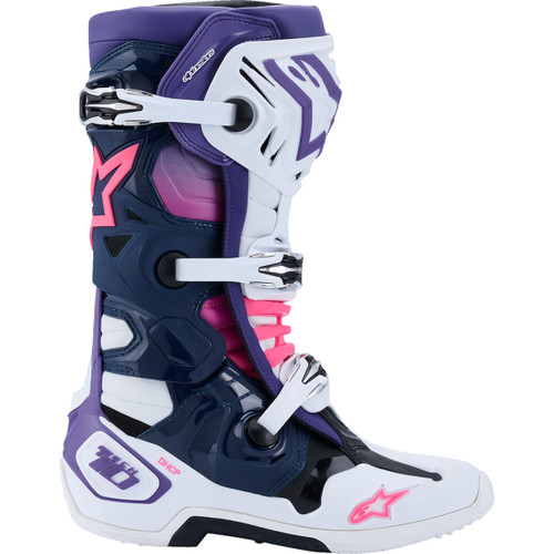 Alpinestars #2010020-2780-12 - Tech 10 Boots - White/Violet/Navy/Pink Fluorescent - US 12 / EU 47